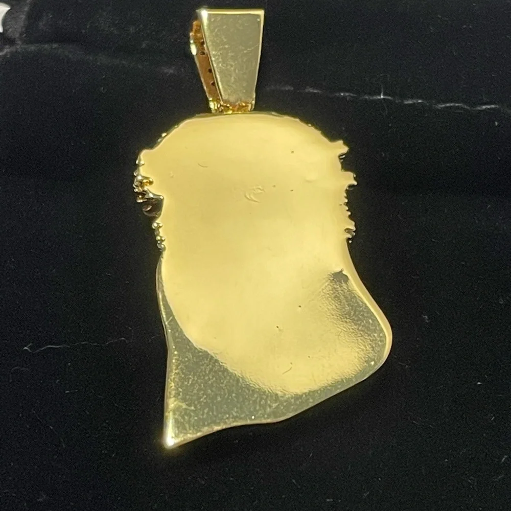 18K Dubai Gold Pave Crystal Jesus Pendant